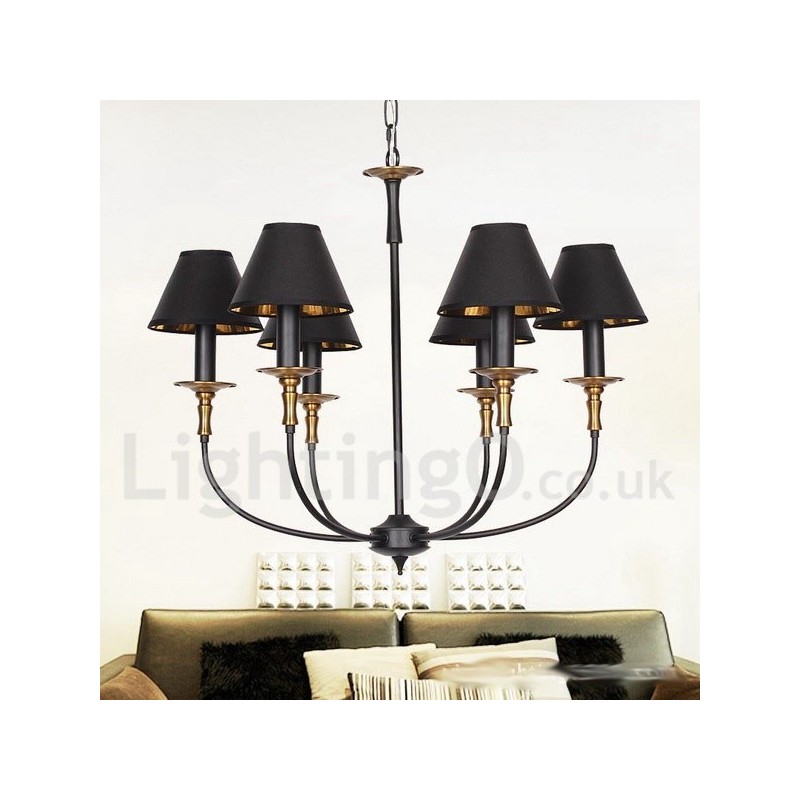 Lámpara de araña rústica retro contemporánea de 6 luces