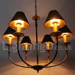 Lámpara de araña rústica retro contemporánea de 6 luces