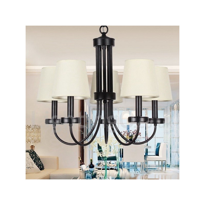 Lámpara de araña contemporánea retro de 5 luces estilo vela negra