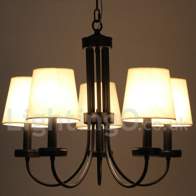 Lámpara de araña contemporánea retro de 5 luces estilo vela negra
