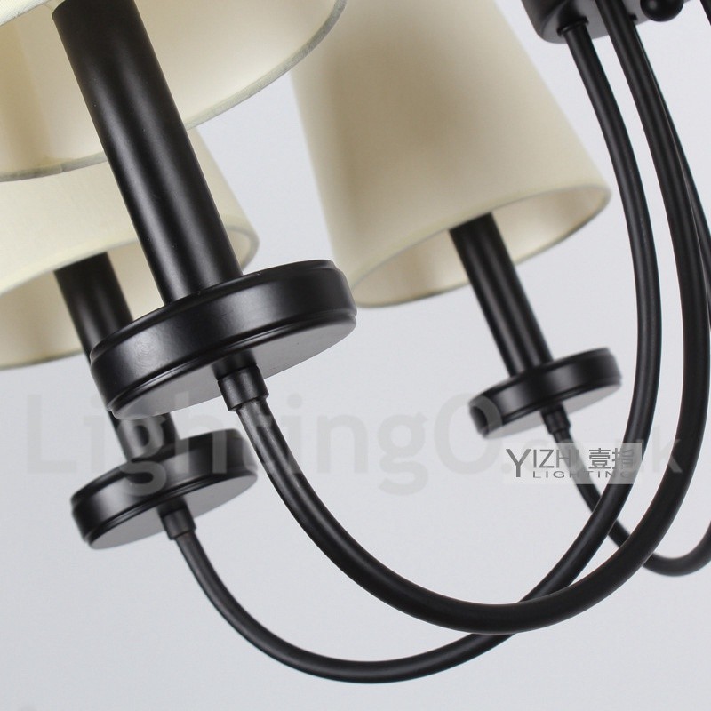 Lámpara de araña contemporánea retro de 5 luces estilo vela negra