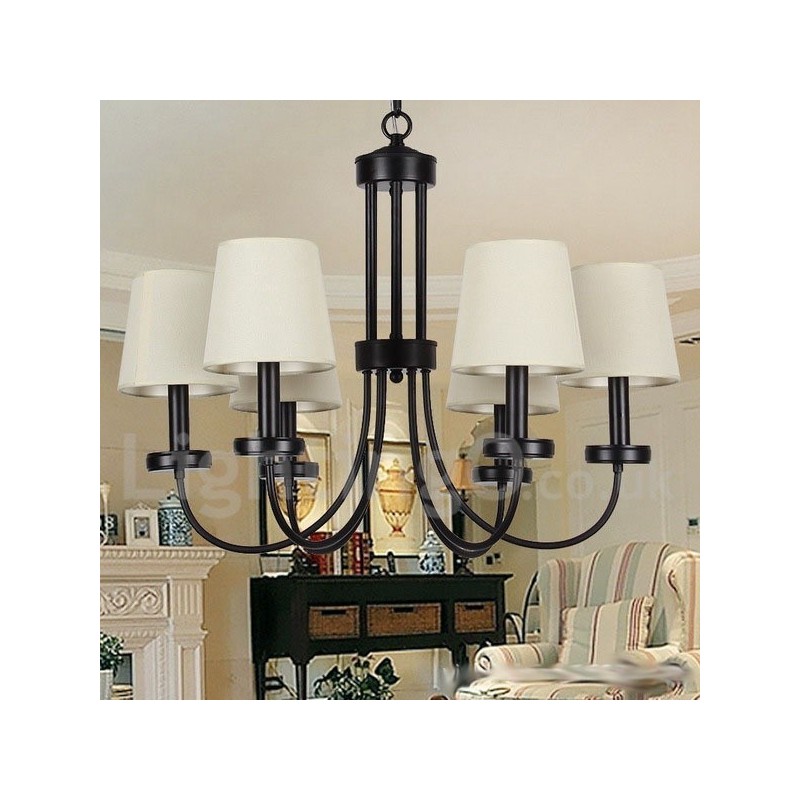 Lámpara de araña contemporánea retro de 6 luces estilo vela negra