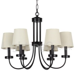 Lámpara de araña contemporánea retro de 6 luces estilo vela negra