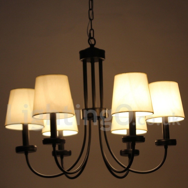 Lámpara de araña contemporánea retro de 6 luces estilo vela negra