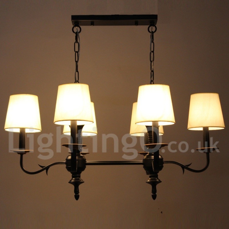 Lámpara de araña rústica retro de 6 luces estilo vela negra