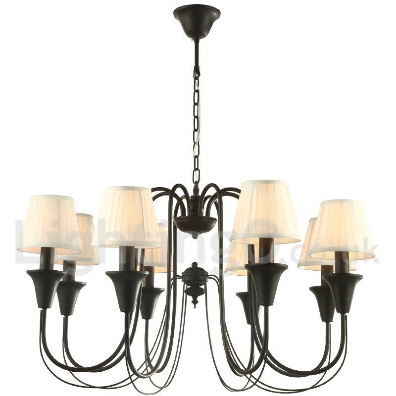 Lámpara de araña estilo vela retro negra de 8 luces
