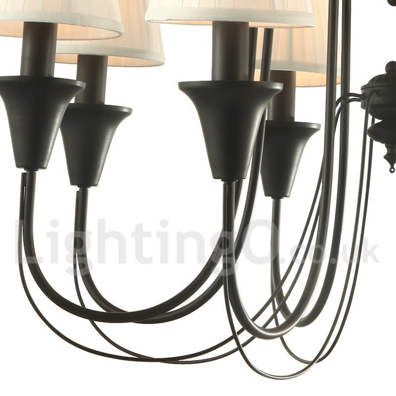 Lámpara de araña estilo vela retro negra de 8 luces