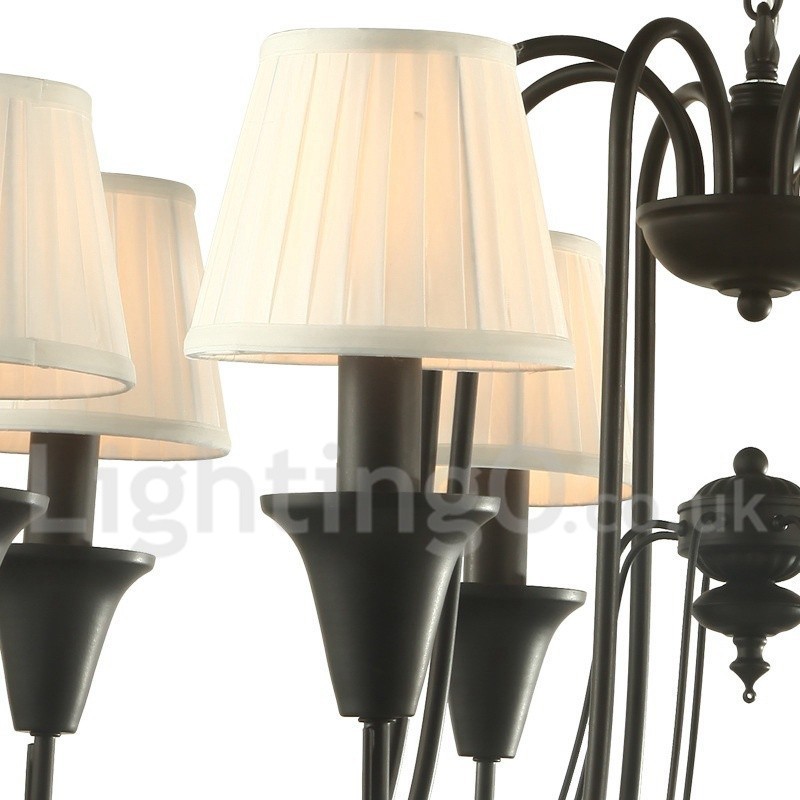 Lámpara de araña estilo vela retro negra de 8 luces