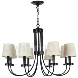 Lámpara de araña contemporánea retro de 8 luces estilo vela negra