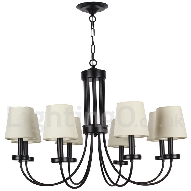 Lámpara de araña contemporánea retro de 8 luces estilo vela negra