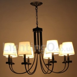 Lámpara de araña contemporánea retro de 8 luces estilo vela negra