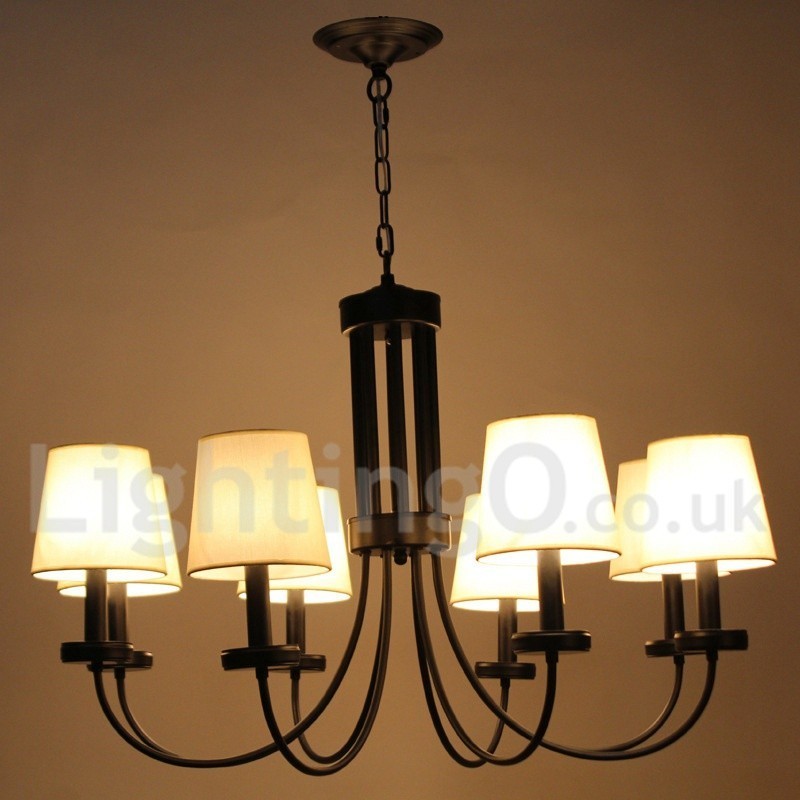 Lámpara de araña contemporánea retro de 8 luces estilo vela negra