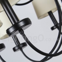 Lámpara de araña contemporánea retro de 8 luces estilo vela negra