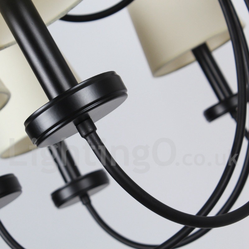 Lámpara de araña contemporánea retro de 8 luces estilo vela negra