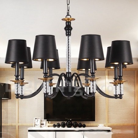 Lámpara de araña estilo vela retro negra de 8 luces Lámpara de araña estilo vela retro negra de 8 luces