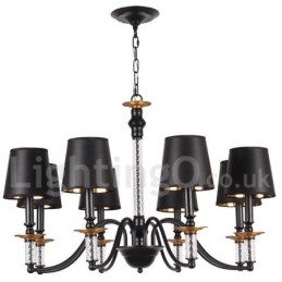Lámpara de araña estilo vela retro negra de 8 luces