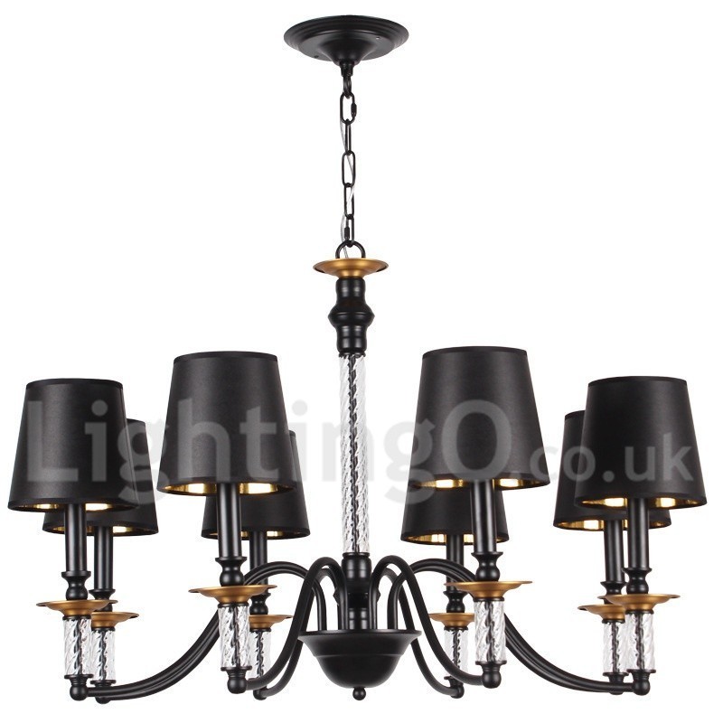 Lámpara de araña estilo vela retro negra de 8 luces