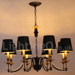 Lámpara de araña estilo vela retro negra de 8 luces