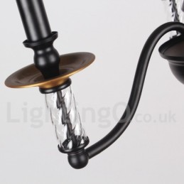 Lámpara de araña estilo vela retro negra de 8 luces