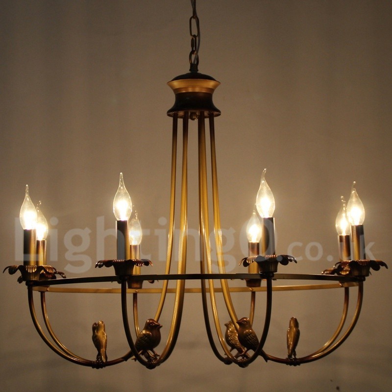 Lámpara de araña rústica estilo retro con 8 luces