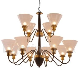 Lámpara de araña grande estilo vela, estilo rústico retro, color negro, de 12 luces y 2 niveles