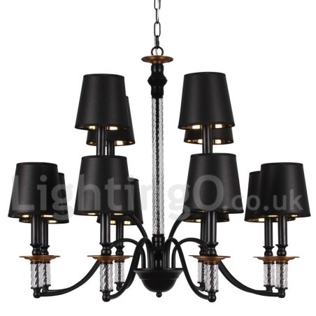 Lámpara de araña grande estilo vela, estilo rústico retro, color negro, de 12 luces y 2 niveles Lámpara de araña grande estilo vela, estilo rústico retro, color negro, de 12 luces y 2 niveles
