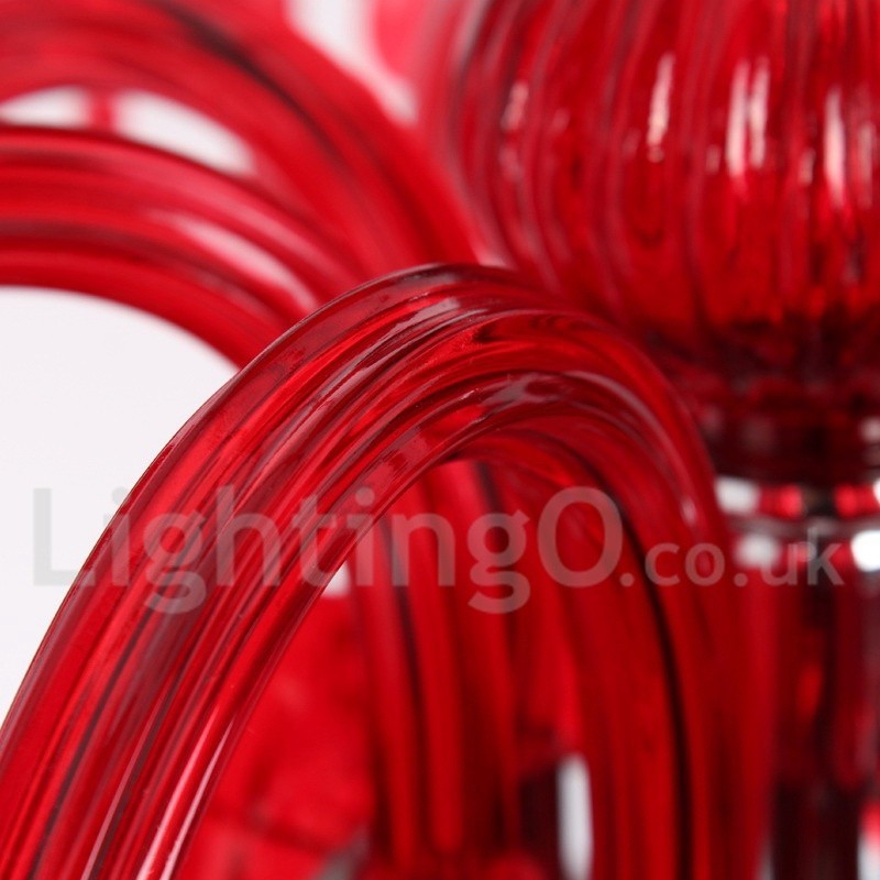 Lámpara de araña estilo vela de cristal K9 rojo de 6 luces
