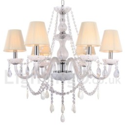 Lámpara de araña estilo vela de cristal K9 blanco de 6 luces