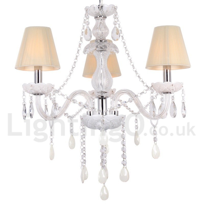 Lámpara de araña estilo vela de cristal K9 blanco de 3 luces