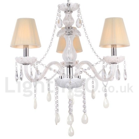 Lámpara de araña estilo vela de cristal K9 blanco de 3 luces Lámpara de araña estilo vela de cristal K9 blanco de 3 luces