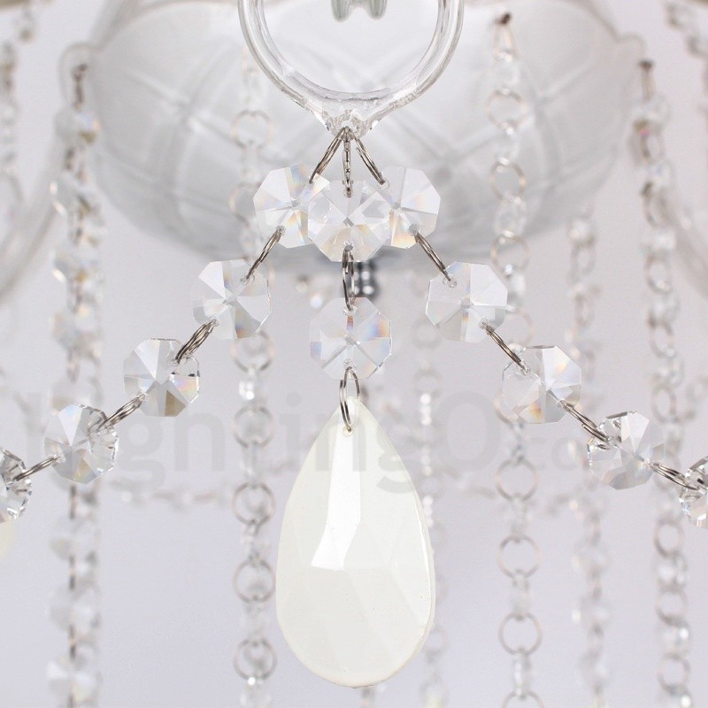 Lámpara de araña estilo vela de cristal K9 blanco de 8 luces