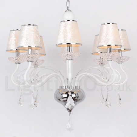 Lámpara de araña contemporánea de cristal K9 de 8 luces blancas estilo vela Lámpara de araña contemporánea de cristal K9 de 8 luces blancas estilo vela