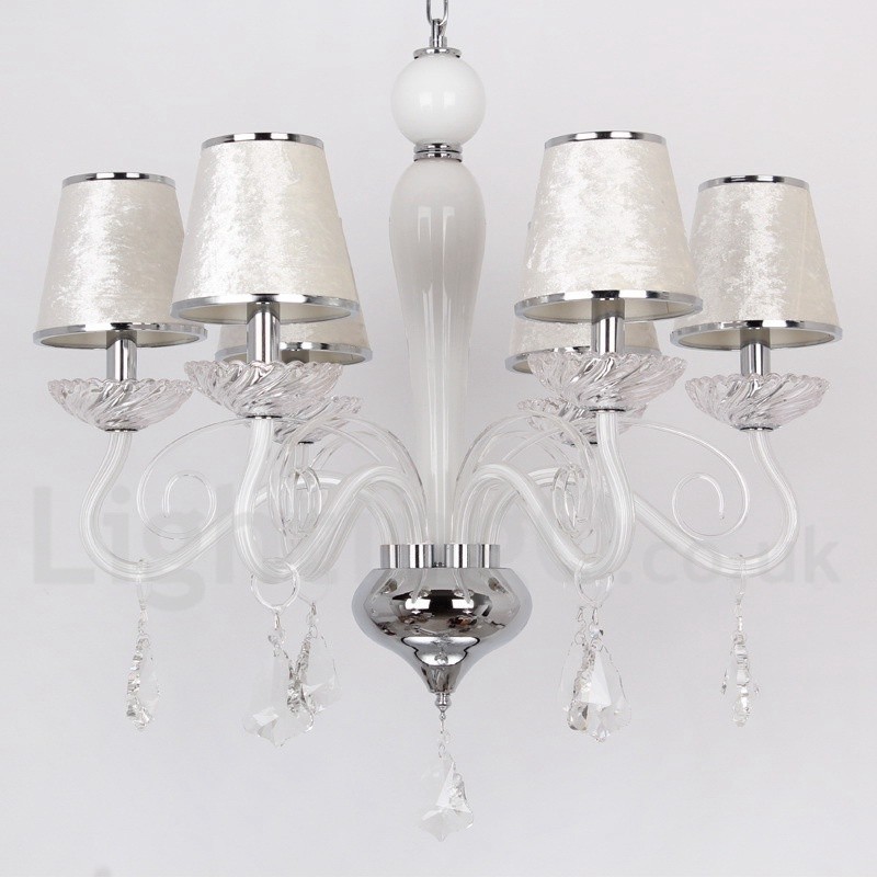 Lámpara de araña contemporánea de cristal K9 de 6 luces blancas estilo vela