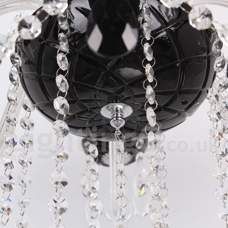 Lámpara de araña contemporánea de 8 luces estilo vela de cristal K9 cepillado negro