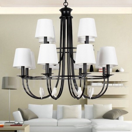 Lámpara de araña de 12 luces estilo mediterráneo, estilo rústico contemporáneo, estilo vela, color negro retro