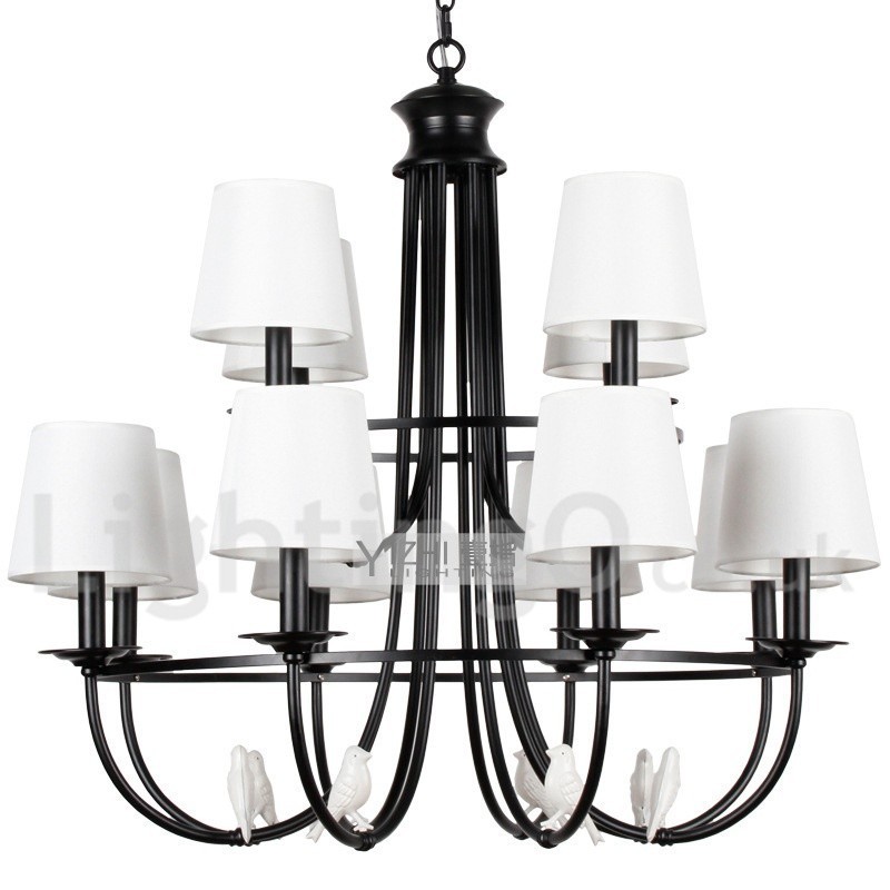 Lámpara de araña de 12 luces estilo mediterráneo, estilo rústico contemporáneo, estilo vela, color negro retro