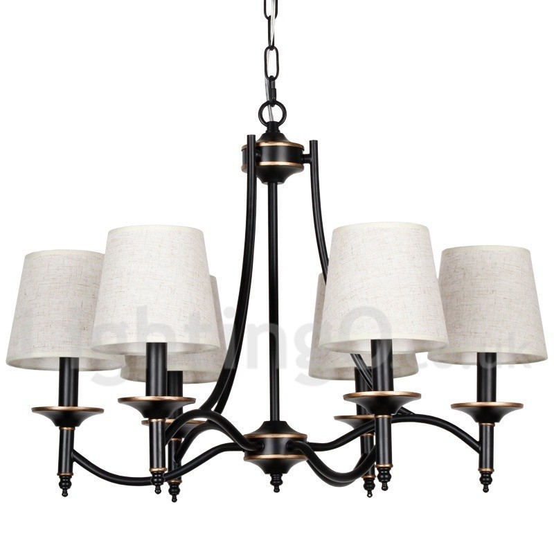 Lámpara de araña contemporánea de 6 luces, estilo rústico retro negro