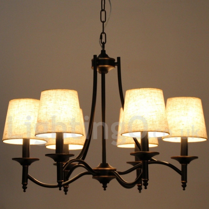 Lámpara de araña contemporánea de 6 luces, estilo rústico retro negro