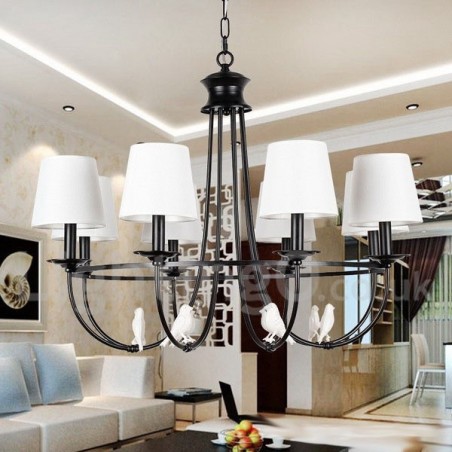 Lámpara de araña de 8 luces estilo mediterráneo, estilo rústico contemporáneo, estilo vela, color negro retro Lámpara de araña de 8 luces estilo mediterráneo, estilo rústico contemporáneo, estilo vela, color negro retro