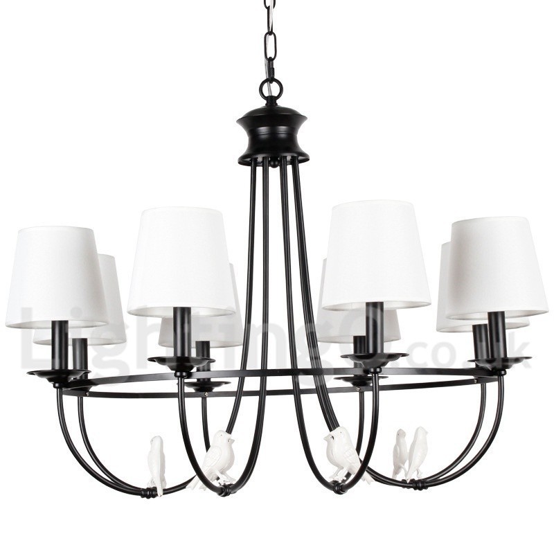 Lámpara de araña de 8 luces estilo mediterráneo, estilo rústico contemporáneo, estilo vela, color negro retro