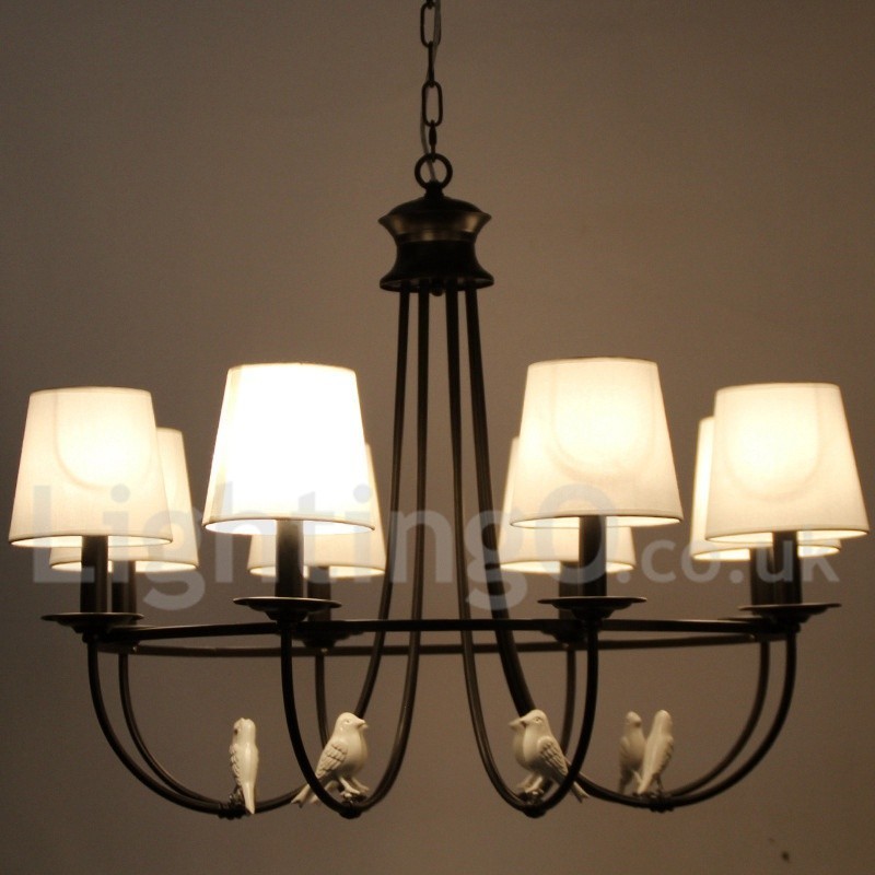 Lámpara de araña de 8 luces estilo mediterráneo, estilo rústico contemporáneo, estilo vela, color negro retro