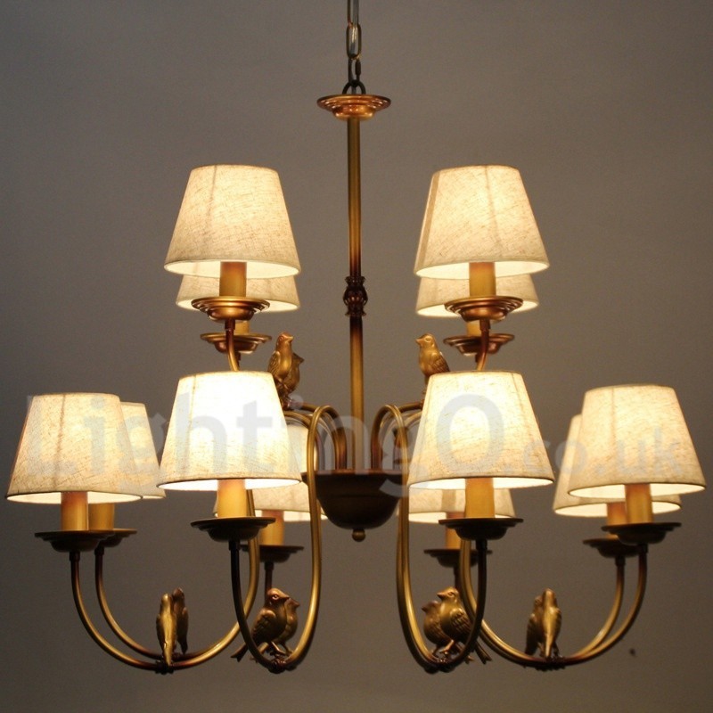 Lámpara de araña de estilo rústico retro, contemporánea y moderna de 12 luces