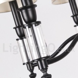 Lámpara de araña contemporánea retro de 8 luces en color negro