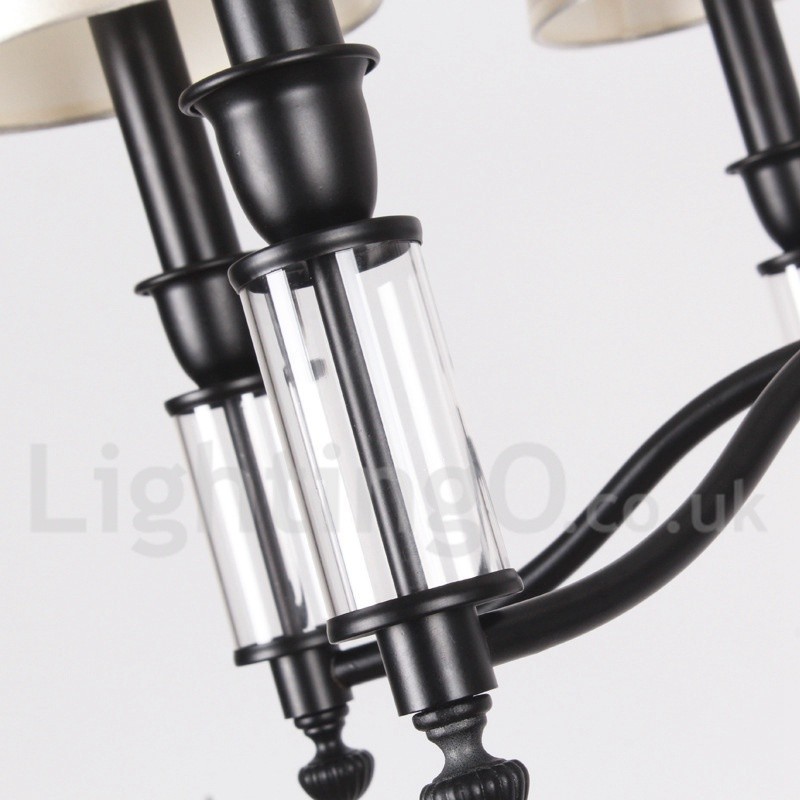 Lámpara de araña contemporánea retro de 8 luces en color negro