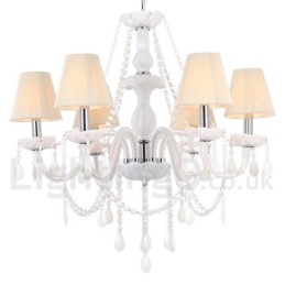 Lámpara de araña estilo vela de cristal K9 blanco de 6 luces