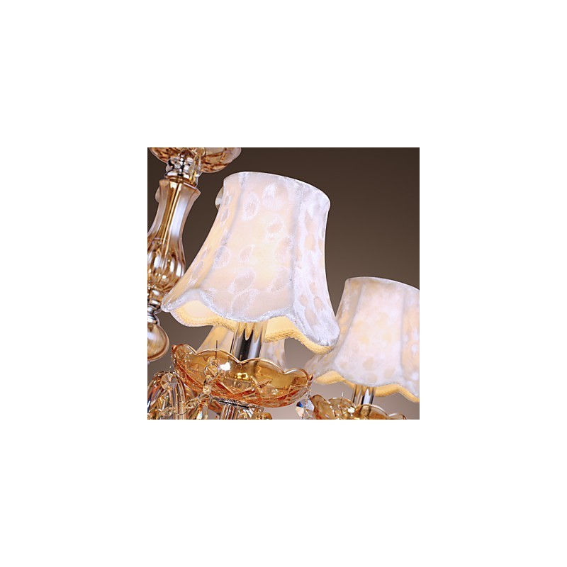 Lámpara de araña de lujo de estilo europeo de 6 luces con cristal K9