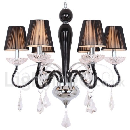 Lámpara de araña contemporánea de cristal K9 de 6 luces blancas estilo vela Lámpara de araña contemporánea de cristal K9 de 6 luces blancas estilo vela
