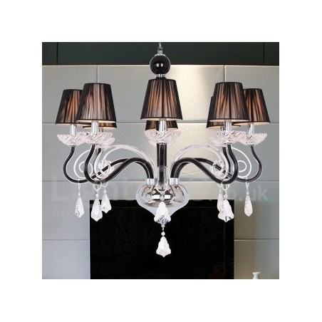 Lámpara de araña contemporánea de cristal K9 de 8 luces blancas estilo vela Lámpara de araña contemporánea de cristal K9 de 8 luces blancas estilo vela