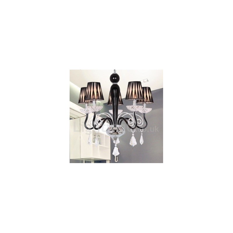 Lámpara de araña contemporánea de cristal K9 de 5 luces blancas estilo vela