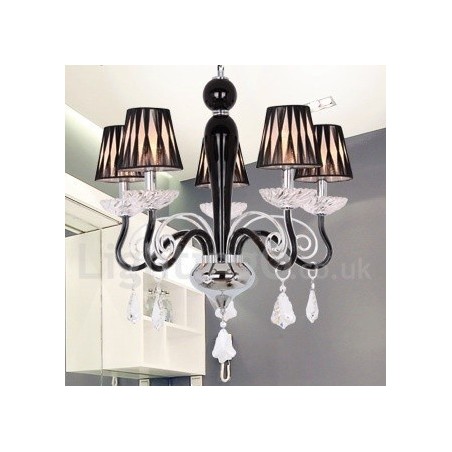 Lámpara de araña contemporánea de cristal K9 de 5 luces blancas estilo vela Lámpara de araña contemporánea de cristal K9 de 5 luces blancas estilo vela